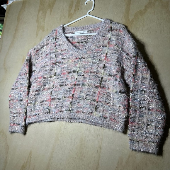 Altar'd State V-Neck Sweater in Pink and Cream Women’s Size Small - Picture 4 of 10